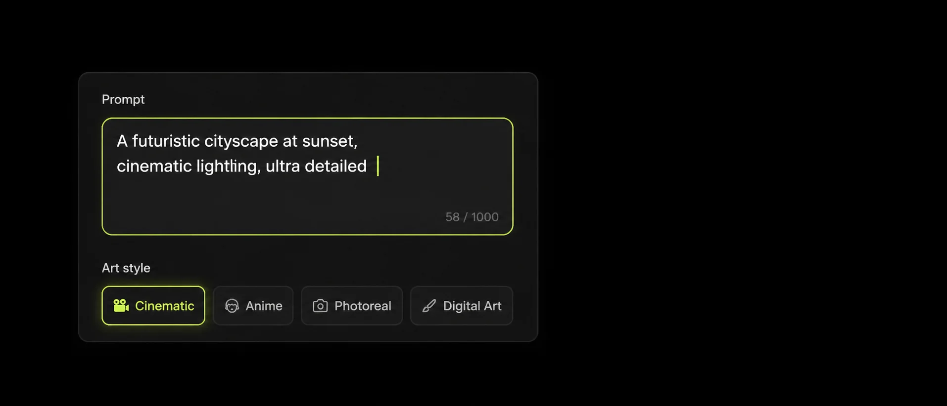 Writing a text to 3D prompt in the generator